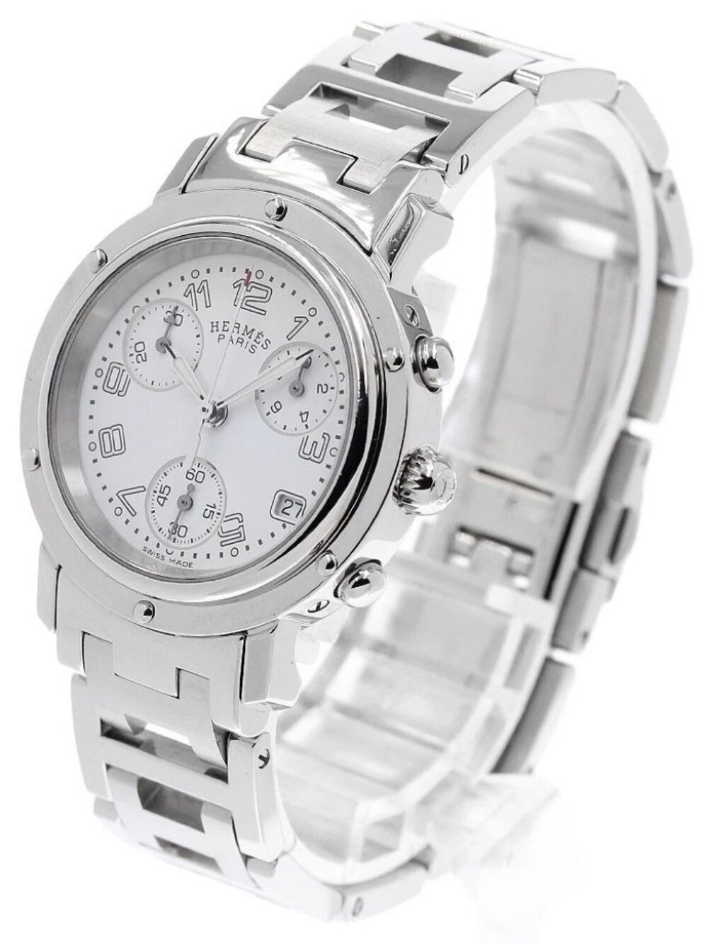 HERMES Clipper chrono CL1.310 Date white Dial Quartz Ladies Watch_943847